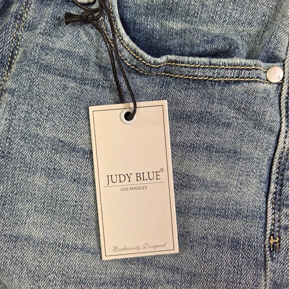 Judy Blue Boyfriend Fit Distressed Jeans Mid Rise Double Cuff Womens 5/27 New - Picture 3 of 13
